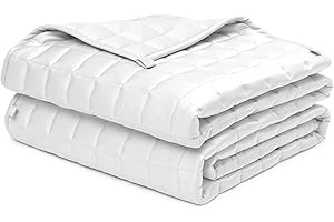 YnM Cooling Weighted Blanket for Adults, 15lbs Heavy Bed Throw for One Person of 190lbs, Perfect for Hot Sleepers with Cooling Rayon/Glass Beads(48x72 Inches,Twin/Full Bed,White)
