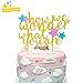 How We Wonder What You Are Cake Topper for Kids Birthday Party Baby Shower Gender Reveal Gold Glitter Decorations primary