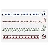 Border Stencil with Corners Template 11.7 x 8.3 Inch Reusable Border Stencil for Painting on Wood Wall Floor Fabric Furniture, Border DIY Home Decor Craft Stencil