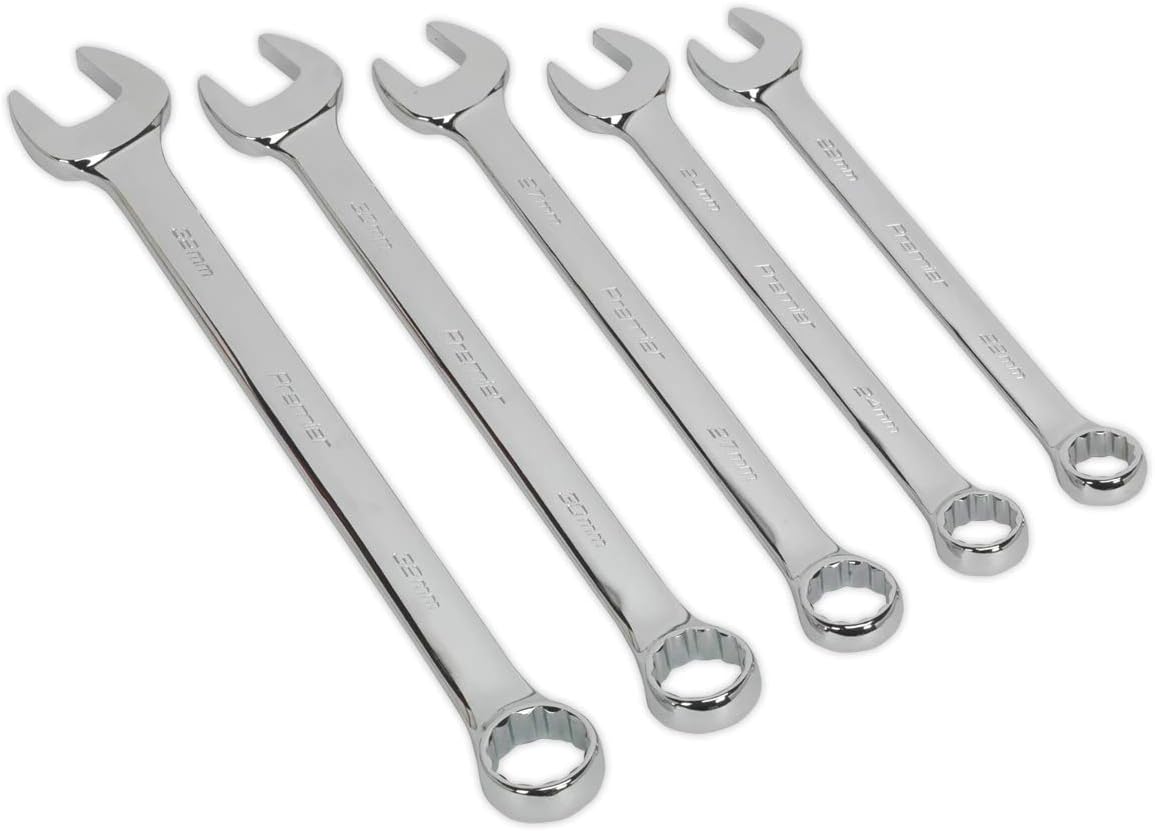 Sealey Ak6329 Combination Spanner Set 5Pc Jumbo Metric, White