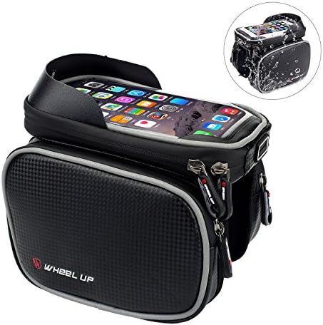 EKOOS Bike Bag for Cell Phone Bicycle Frame Bag Handlebar Bags with 6.2 inch Waterproof Touch Screen Mobile Phone Bag, Outdoor Cycling Bicycle Accessories Grey