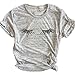 Fashion Womens Summer Loose Short Sleeve Blouse Ladies Casual Tops Eyelash T-Shirt Gray