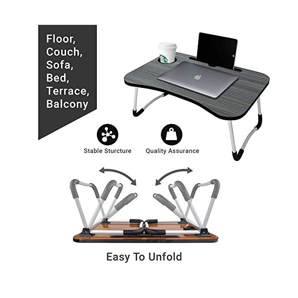 GROSSe-Laptop-Bed-Table-Lap-Standing-Desk-for-Bed-and-Sofa-Breakfast-Bed-Tray-Laptop-Lap-Desk-Folding-Coffee-Tray-Notebook-Stand-Reading-Holder-for-Couch-Floor-Kids60-x-40-cm-Black GROSSē Laptop Bed Table Lap Standing Desk for Bed and Sofa Breakfast Bed Tray Laptop Lap Desk Folding Coffee Tray…