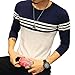 LOGEEYAR Mens Cotton Fitted Long-Sleeve Contrast Color Stitching Stripe T-Shirt (Small, Blue)