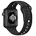 GHIJKL Sports Band Compatible for Apple Watch 38mm 40mm, Soft Silicone Replacement iWatch Wristband Compatible for Apple Watch Sport, Series 1, 2, 3, 4-Black/Black-38mm, 40mm