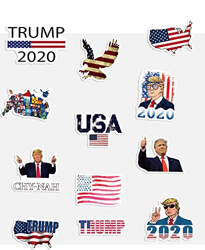 HOTART 50 Packs Trump Stickers, Donald Trump 2020 President Election Patriotic American Flag Stickers for Laptops,Hydro Flask,Waterbottle,Skateboard,Phone,Guitar,Suitcase-Car Sticker and Decals