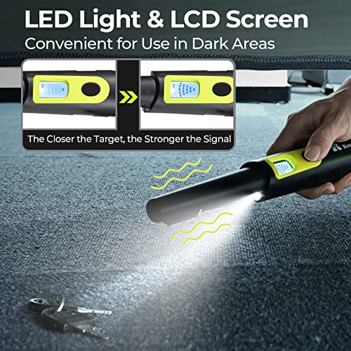 RM RICOMAX Metal Detectors Pinpointer, Lightweight & Portable, Waterproof Handheld Pinpointer, with Belt Holster Treasure Hunting Tool Accessories, Buzzer Vibration Metal Detectors for Gold Sliver