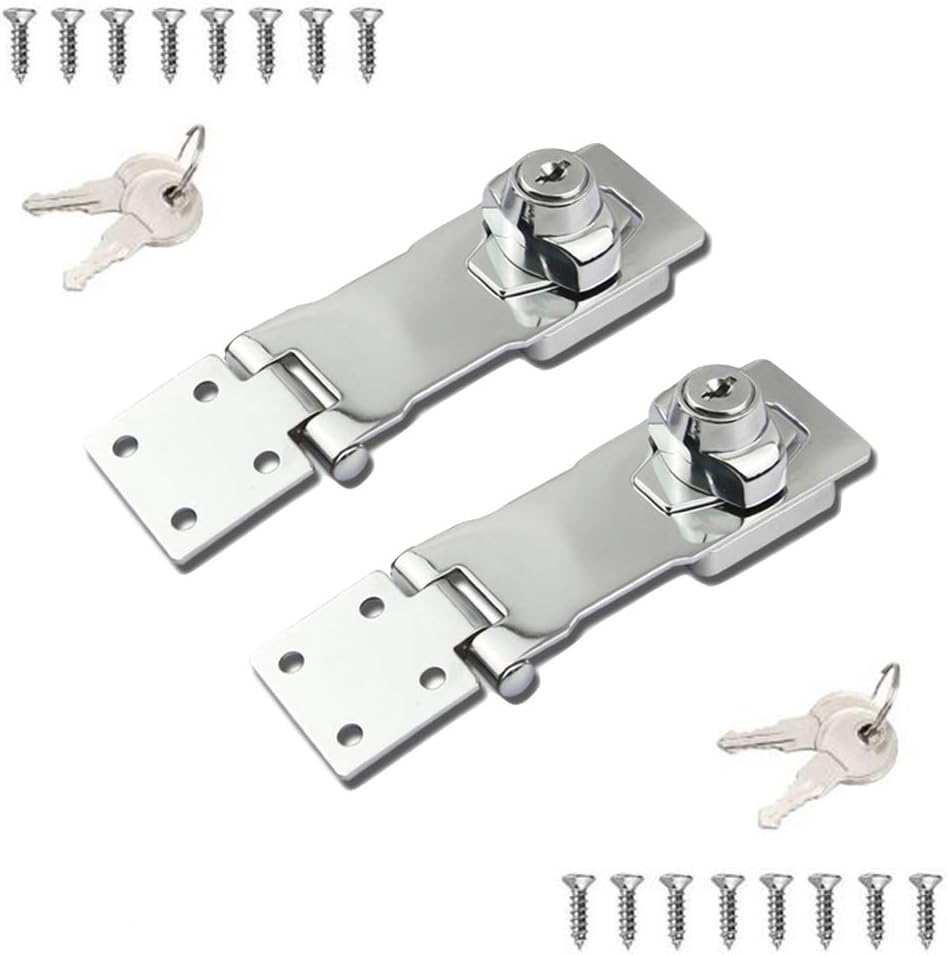 2 Packs Keyed Hasp Locks Twist Knob Keyed Locking Hasp for
