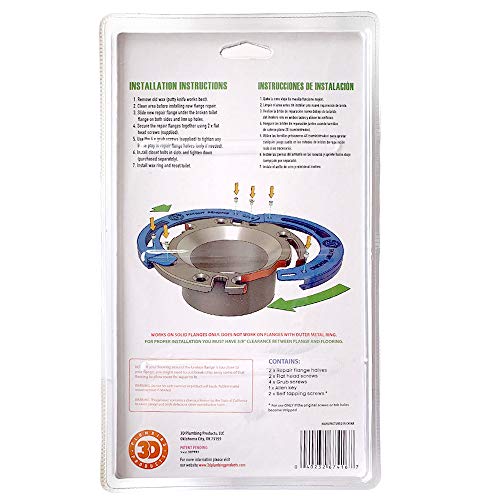 Toilet Flange Repair Kit Works on 3" or 4" Cast Iron, PVC or ABS