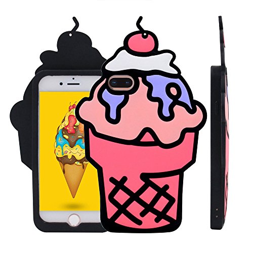[REDshield] Apple iPhone 8/7/6S/6 Plus 3D Silicone Case, [Hot Pink Ice Cream Cone] Flexible Anti-shock Silicone Protective Skin Case Cover - Thumbnail 2