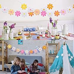 Set of 5 Daisy Groovy Banner Boho Daisy Paper