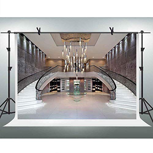 FHZON 10x7ft Museum Villa Interior Scene Picture Photography Backdrops Circular Staircase Background Theme Party Wallpaper Photo Booth Props LXFH629