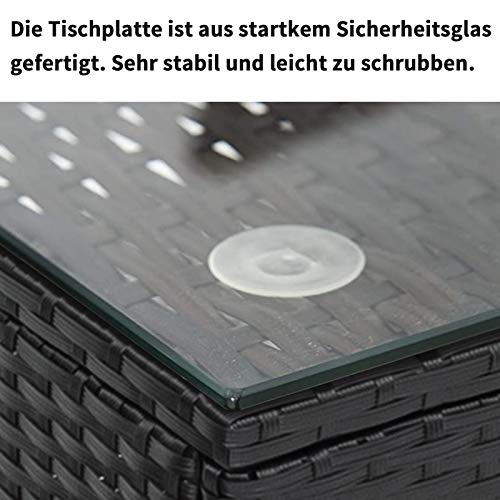 YHNHT Gartenlounge Set,Polyrattan Sitzgruppe für 2 Personen Balkonmöbel Set Gartenmöbel-Set-1 Tisch & 2 Sessel-für Garten Balkon & Terrasse,Schwarz – Bild 6