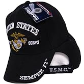 USMC Marines Marine Corps EGA United States Black Semper Fi Embroidered Cap Hat 4-07-C