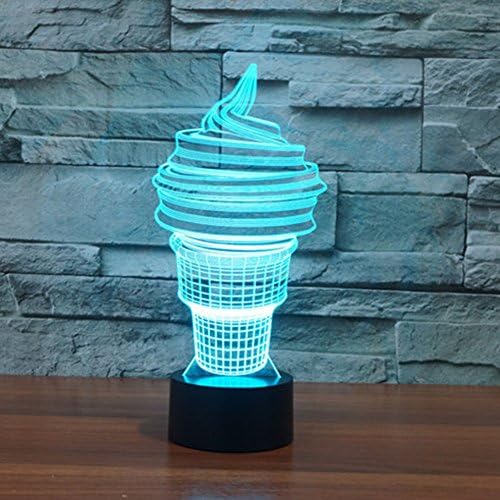 Colorful 3D Ice Cream Gift Acrylic lamp Night Light Touch Table Desk Optical Illusion Lamps 7 Color Changing Lights Home Decoration Xmas Birthday Gift