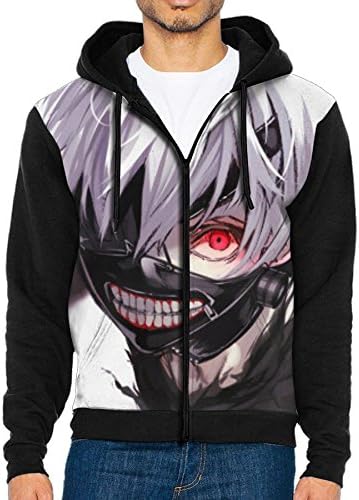 JieKeTieShen Men's Tokyo Ghoul Long Sleeve Full Zip Up Hoodie Sweatshirt Casual Active Hooded Jackets