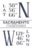 Sacramento, California - Latitude and Longitude (Blue)