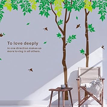 Grosser Wandaufkleber Birke Baum Fur Kinderzimmer Mit Zitate Aufkleber Baum Wand Aufkleber Fur Wohnzimmer Amazon De Spielzeug