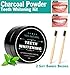 Real Vibes Activated Charcoal Teeth Whitening Powder Kit with 2 Bamboo Toothbrushes