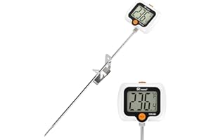 CloudHand Digital Candy Thermometer, LCD Instant Read Food Meat Thermometer with 10" Probe and Pot Clip for Kitchen Accessori