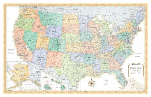 Mapa De Pared USA Estilo Clásico Laminado - Rand McNally Para Decorar O Estudiar