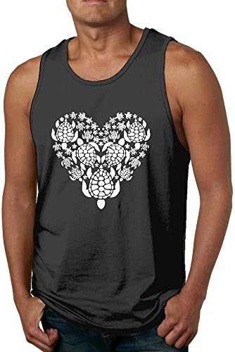 ERS9E Sea Turtle Heart Men's Sleeveless Sport Tank Top Summer Vest Casual Gym Muscle Summer Vest T-Shirt