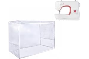 Sanseenia Clear Sewing Machine Cover with Storage Pockets, Protective Quilted Dust Cover Compatible with Most Standard Singer & Brother Machines