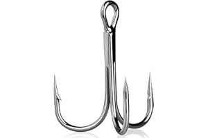 Natufish Treble Fishing Hooks 4X Strong 10Pcs/25Pcs Triple Hooks Sharp Barbed/High Carbon Steel/Round Bend for Lures Freshwater Saltwater