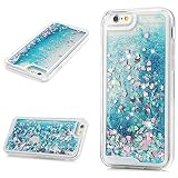 MOLLYCOOCLE iPhone 6s Case, iPhone 6 Case, Liquid Sparkle Glitter Case Clear TPU Shell Bling Design Quicksand Cute Star Flowing Cover for iPhone 6/6s - Blue