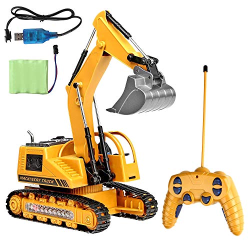 Remote Control Excavator Toy for Boys and Girls Excavator Toy for Toddlers Toy for Gifts Birthday Gift for Boys Toy Excavator with Flashing Lights (Upgrade Version)