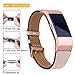 Mornex Replacement Leather Band Compatible with Fitbit Charge 2, Classic Genuine Leather Wristband for Men Women(Beige-Rosegold Buckle)