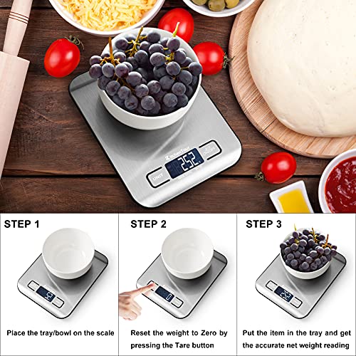 KitchenTour Food Scale, 5kg/11lb Multifunction Digital Kitchen Scale