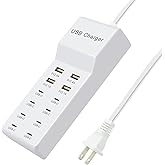 USB Charging Station - Fast Charger for iPhone 15/14, Samsung Galaxy, iPad and Tablets - Desktop Home USB Charger Hub with UL Certification and Safety Travel Protection White