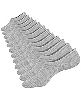 M&amp;Z Mens No Show Low Cut Casual Grey Color Non-Slip Socks(Breathable 6Pack)