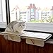 Petsfit Cat Window Perch Natural Solid Wood with Removable Fleece Mat, Safety Sturdy Cat Perch, Fit for Windows/Door/Drawer