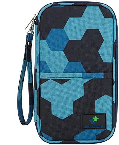 All in one Travel Passport Holder/Travel Clutch Bag With Hand Strap/Passport Wallet (Blue)