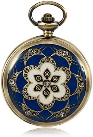 Qqzmd Yam Pocket Watch And Pocket Watch Chain, Vintage Carved Chain Flip Openwork Machine, As Father's Day/Elder Gift/Anniversary/Christmas zqq (Color : A)