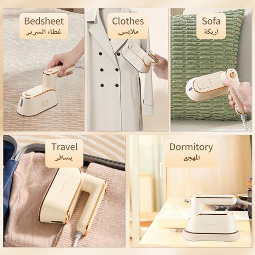 ROYALSTAR Foldable Steam Iron with 1200W 20s Fast Heat-Up,Wet and Dry Ironing Flat Ironing and Hanging Ironing 2 in 1 Light Mini Portable Travel Iron with Durable Braided Cord,for Home and Travel