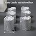 Flameless Votive Tealights Candle, Battery Operated LED Tea Lights with Silver Glitter Flickering Bulb Light,Pack of 24,Small Electric Fake Tea Candle Realistic for Wedding, Table,Outdoor,Celebration