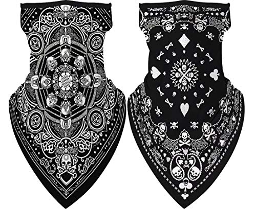 2PCS Bandanas Face Mask Balaclava Cover Protection from Dust UV Neck Gaiter Scarf Bandana with Ear Loops for Women