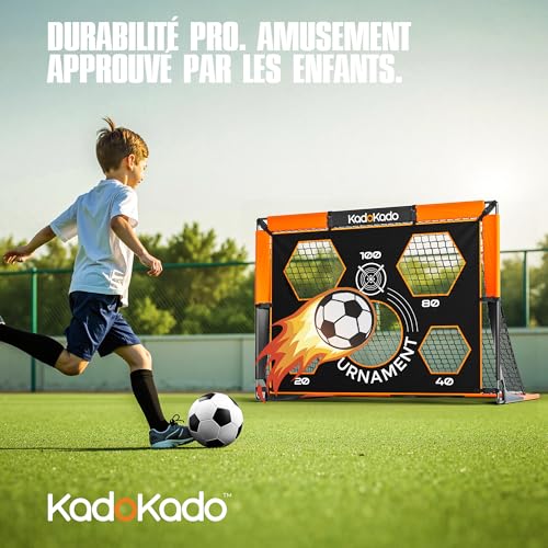 KadoKado Set of 2 Foldable and Portable Children's Football Goals, Outdoor Children's Football Goals with Carry Bag 120 x 90 x 90 cm Cages and Mini Goals, Ideal for the Garden