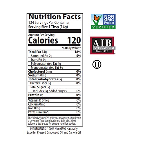 Native Harvest Expeller Pressed Non-GMO Grapeseed/Canola Oil Blend, 2 Litre (67.6 FL OZ)