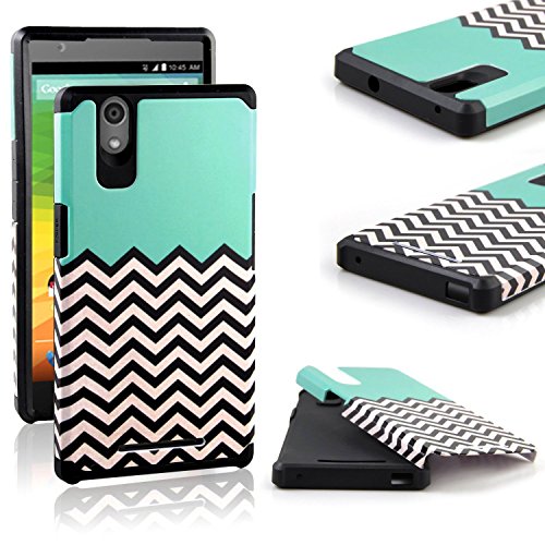 ZTE ZMAX Case, ZTE Z970 Case, RANZ Teal Waves Pattern Desgin with Black Hard Impact Dual Layer Shockproof Bumper Case For ZTE ZMAX Z970 (T-Mobile) ZTE ZMAX Case, ZTE Z970 Case, RANZ Teal Waves Pattern Desgin with Black Hard Impact Dual Layer Shockproof Bumper Case For ZTE ZMAX Z970 (T-Mobile)
