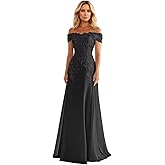 Acenia Chiffon Mother of The Bride Dresses for Wedding 2025 Lace Applique Prom Dress Off Shoulder Formal Evening Gowns