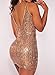 HUUSA Womens Sexy Rose Gold Sequin Ruched Party Club Mini Dress Gold Small