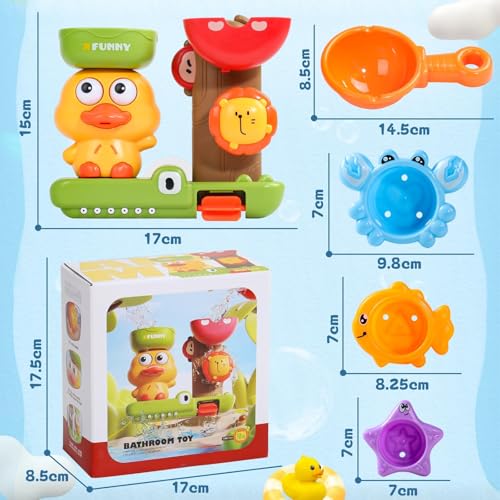 Children's Toys 1 Year Old, Baby Toy 6-12 Months, Baby Bath Toys, Baby Bath Gift, Baby Gift 1 2 Year, 1 Spoon & 3 Stackable Animal Cups, Game Boys Girls 1 2 3 Years