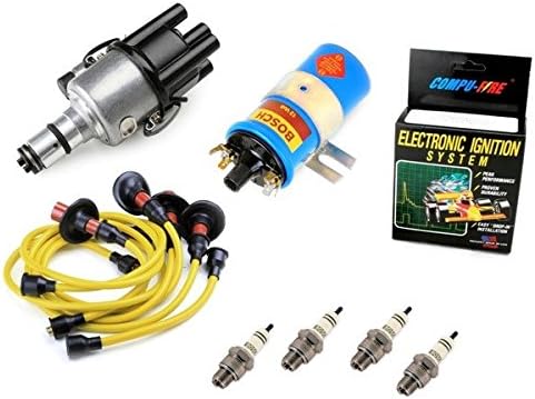 Vw Bug Ignition Kit 009 Distributor W/Compufire,12V Bosch Blue Coil,Yellow Wires