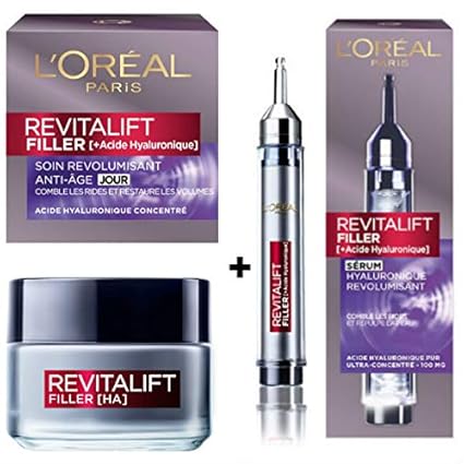 L'Oréal Revitalift Filler 2 Produkte: Hyalurons-Serum + Tagescreme revolumalisierend Anti Aging 40 – 60 Jahre