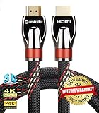 4K HDMI Cable/HDMI Cord 12ft - Ultra HD 4K Ready HDMI 2.0 (4K@60Hz 4:4:4) - High Speed 18Gbps - 26AWG Braided Cord-Ethernet/3D/HDR/ARC/CEC/HDCP 2.2/CL3 by Farstrider