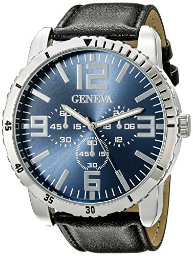 Geneva Men's FMDJM510C Japanese Quartz Watch With Black Leather Band